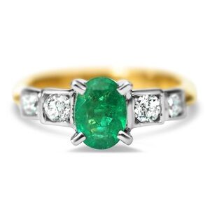 ICA Certified 0.85ct Natural Emerald & 0.35ct Diamond Ring - 18K Gold Size 6.75